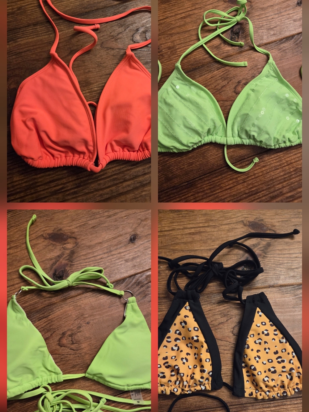 Triangle Swim Top - Coral, Lime & Black Leopard Options